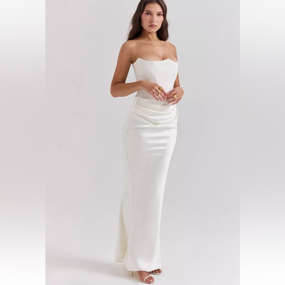 HOUSE OF CB 'Persephone' Ivory Strapless Corset Dress